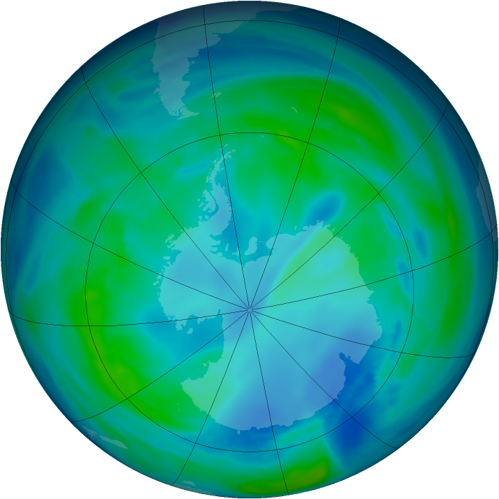 Antarctic ozone map for 30 April 2007